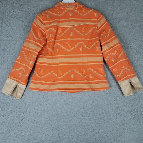 Coldwater Creek Blazer Women's 14 Orange Embroidered Aztec Southwestern Career - Picture 9 of 16